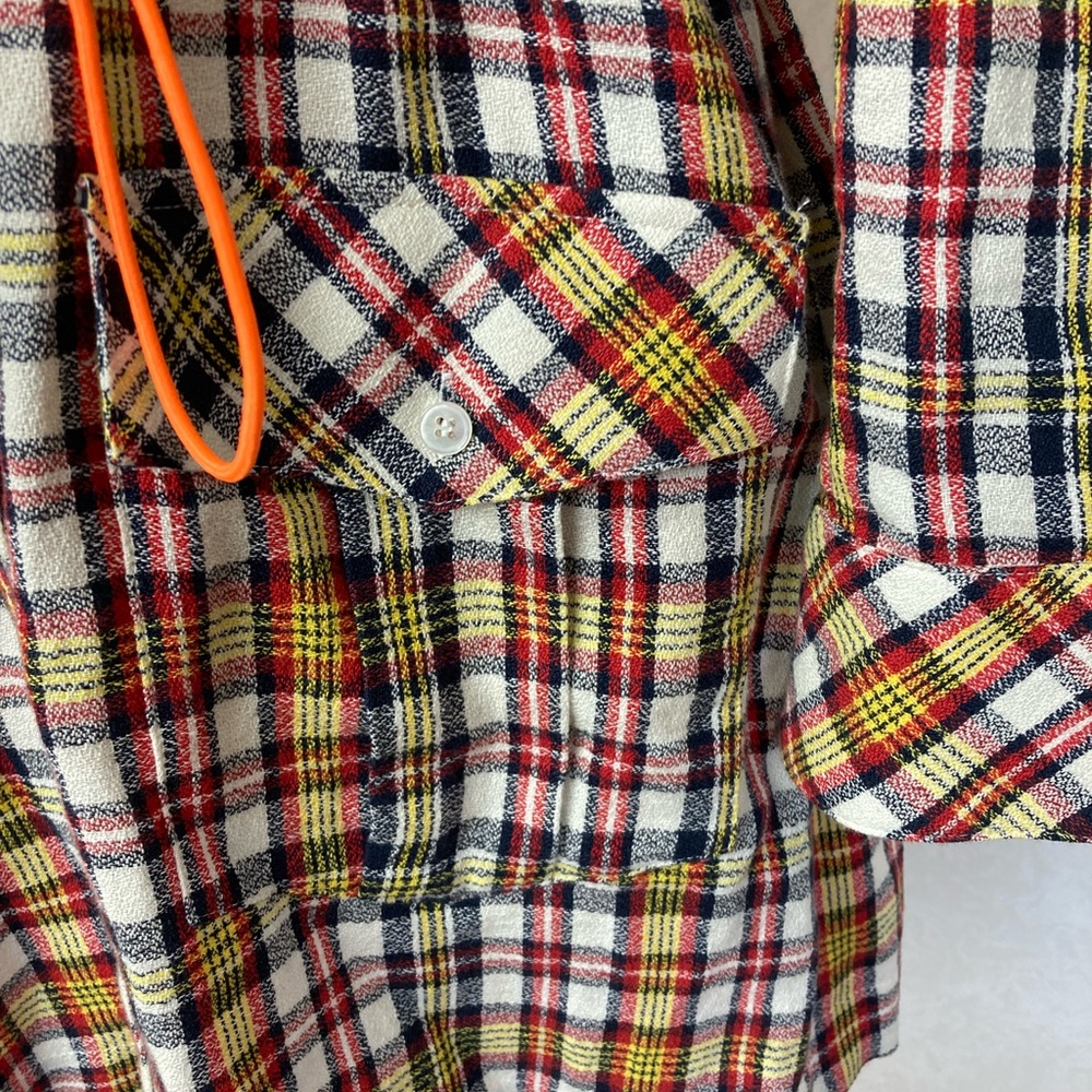 Veronica Beard Corinne  Plaid Button-Up Shirt Dress Gray Yellow Red Size 4 - Picture 7 of 14